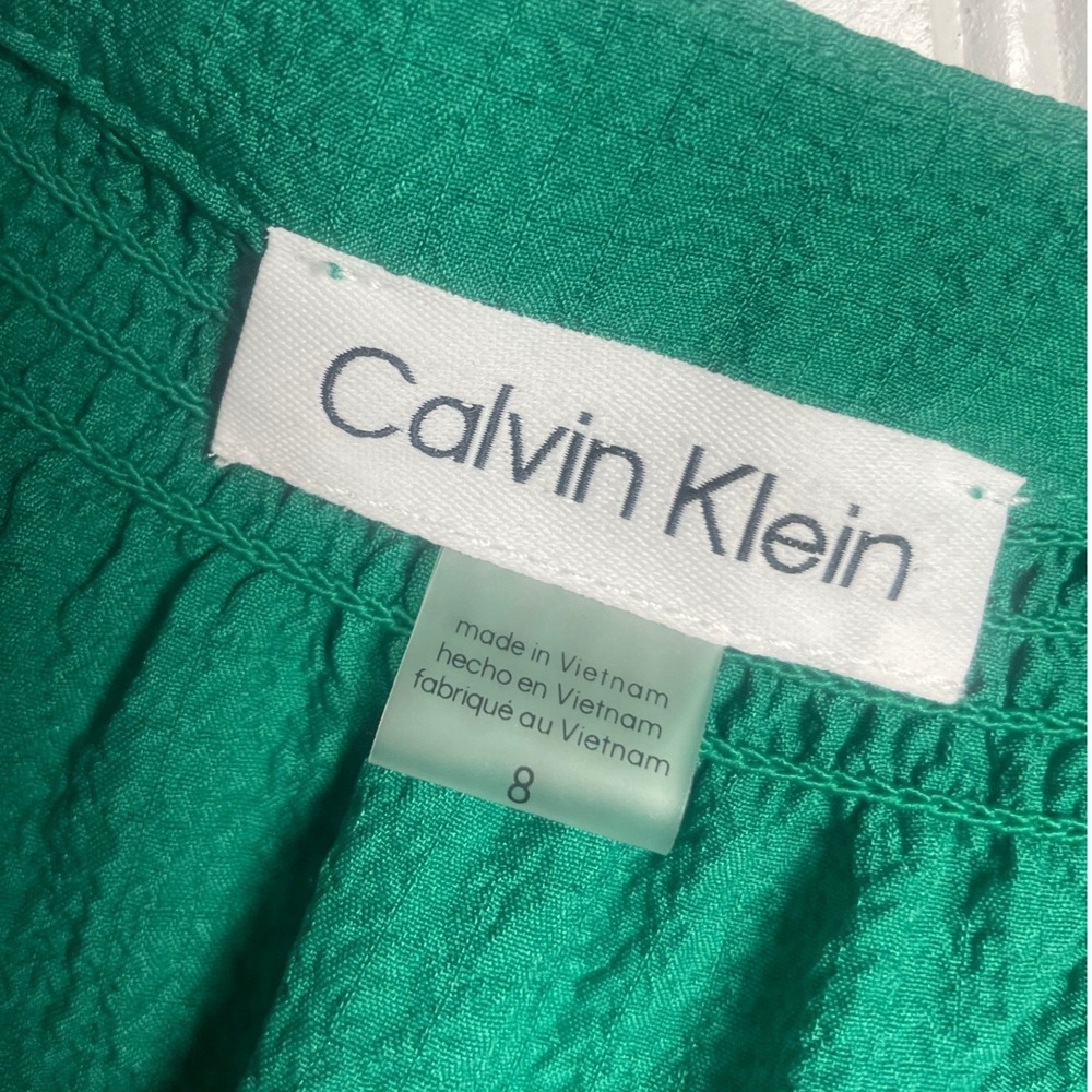 Calvin Klein Green V Neck Cap Sleeve Flared Midi Dress Women's 8 - Picture 3 of 8